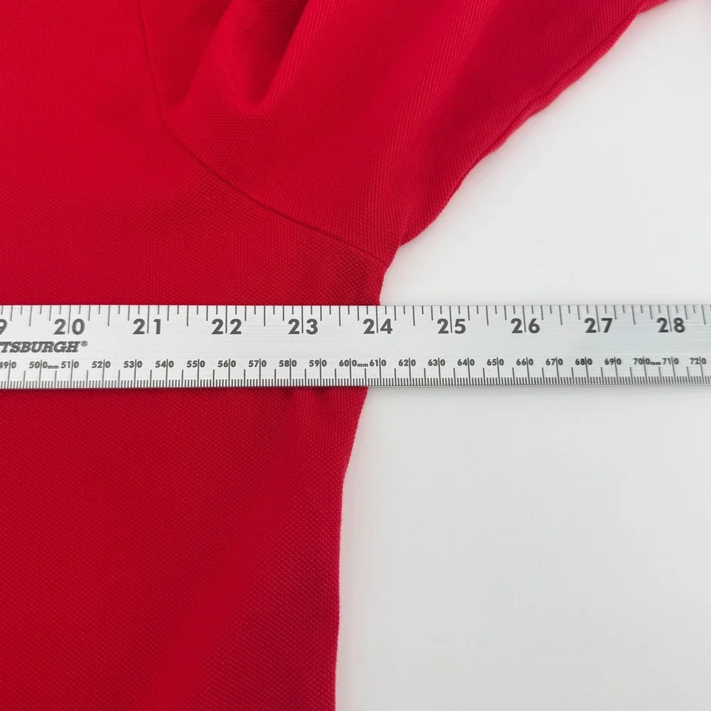 Polo Ralph Lauren Mens Red Long Sleeve Crest Logo Polo Shirt Classic Fit Large